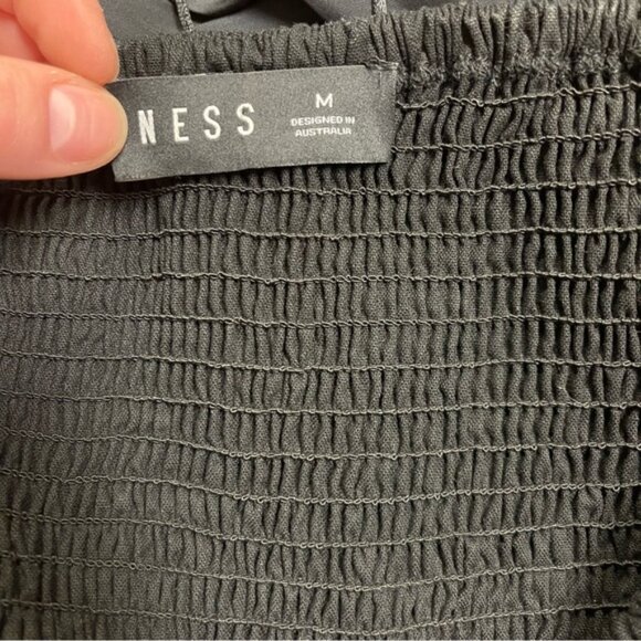 Lioness Long Sleeve Crop Blouse Women's Size Medium Black‎ Tie-Front Top Puff - Picture 8 of 12